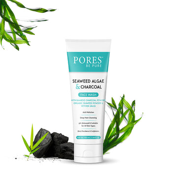 Seaweed Algae and charcoal face wash, front side